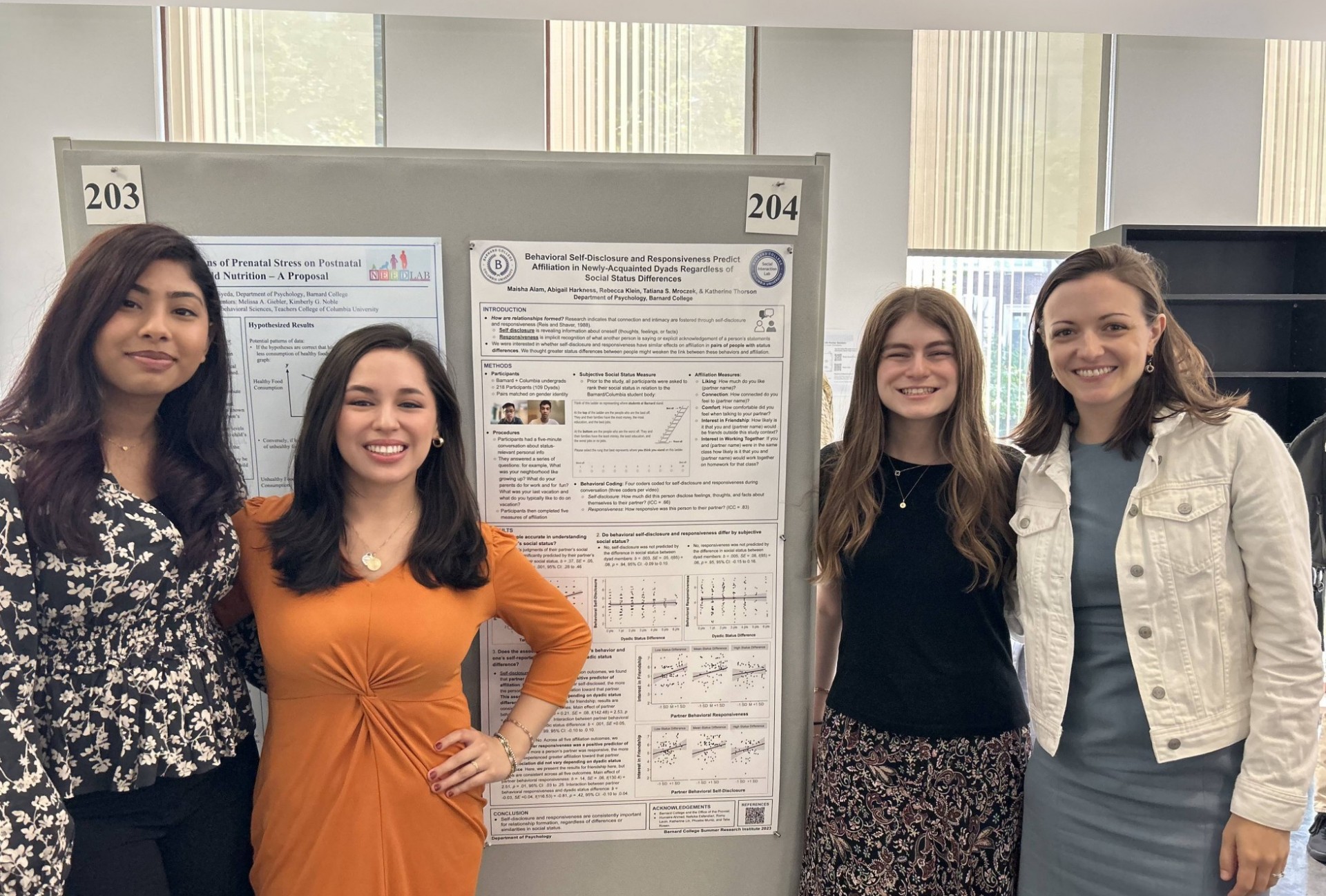 Maisha Alam, Tatiana Santos, and Rebecca Klein with their mentor, Kate Thorson.