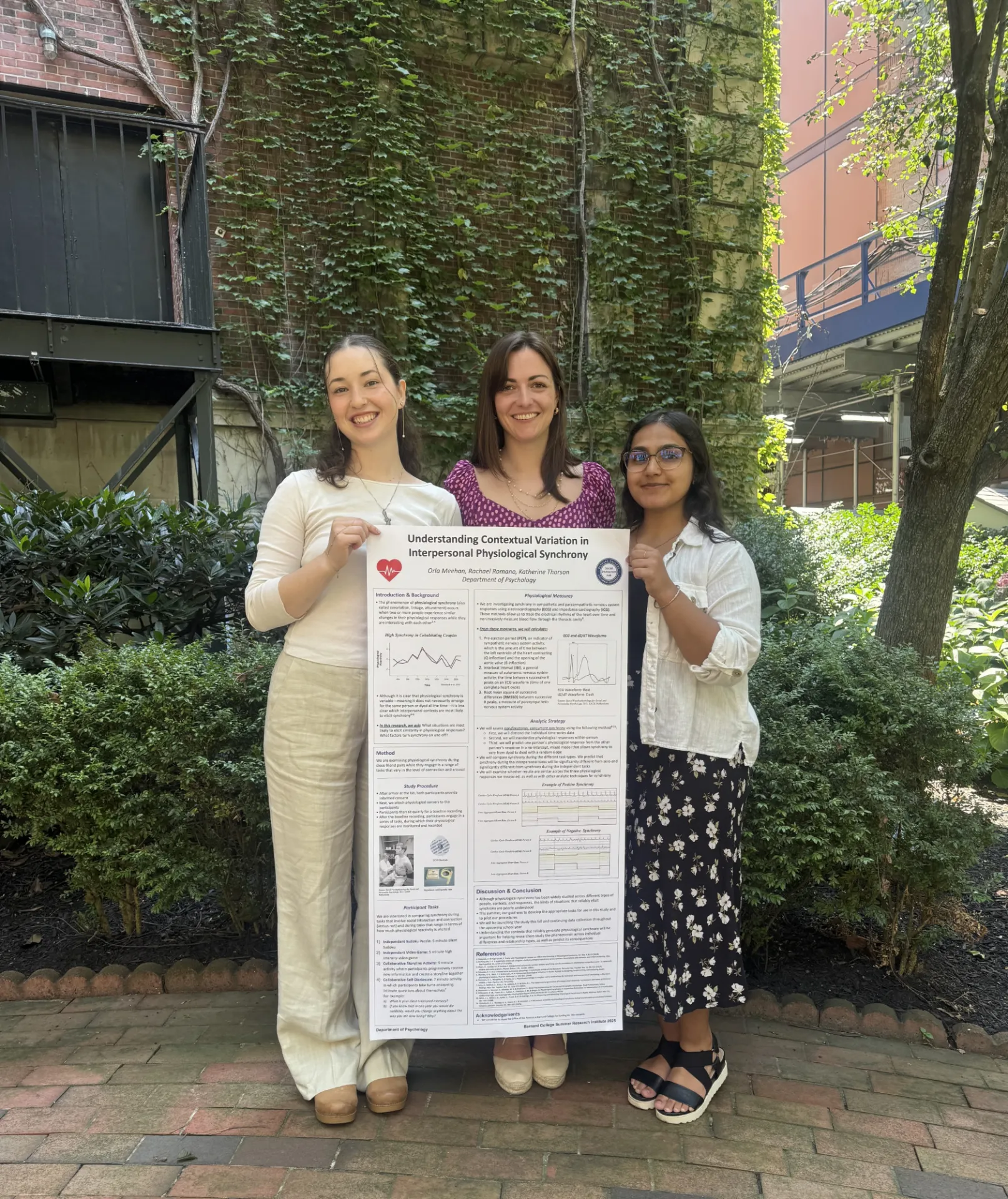 Orla Meehan and Rachael Romano presenting their poster at the SRI 2025 Poster Session with their mentor, Kate Thorson